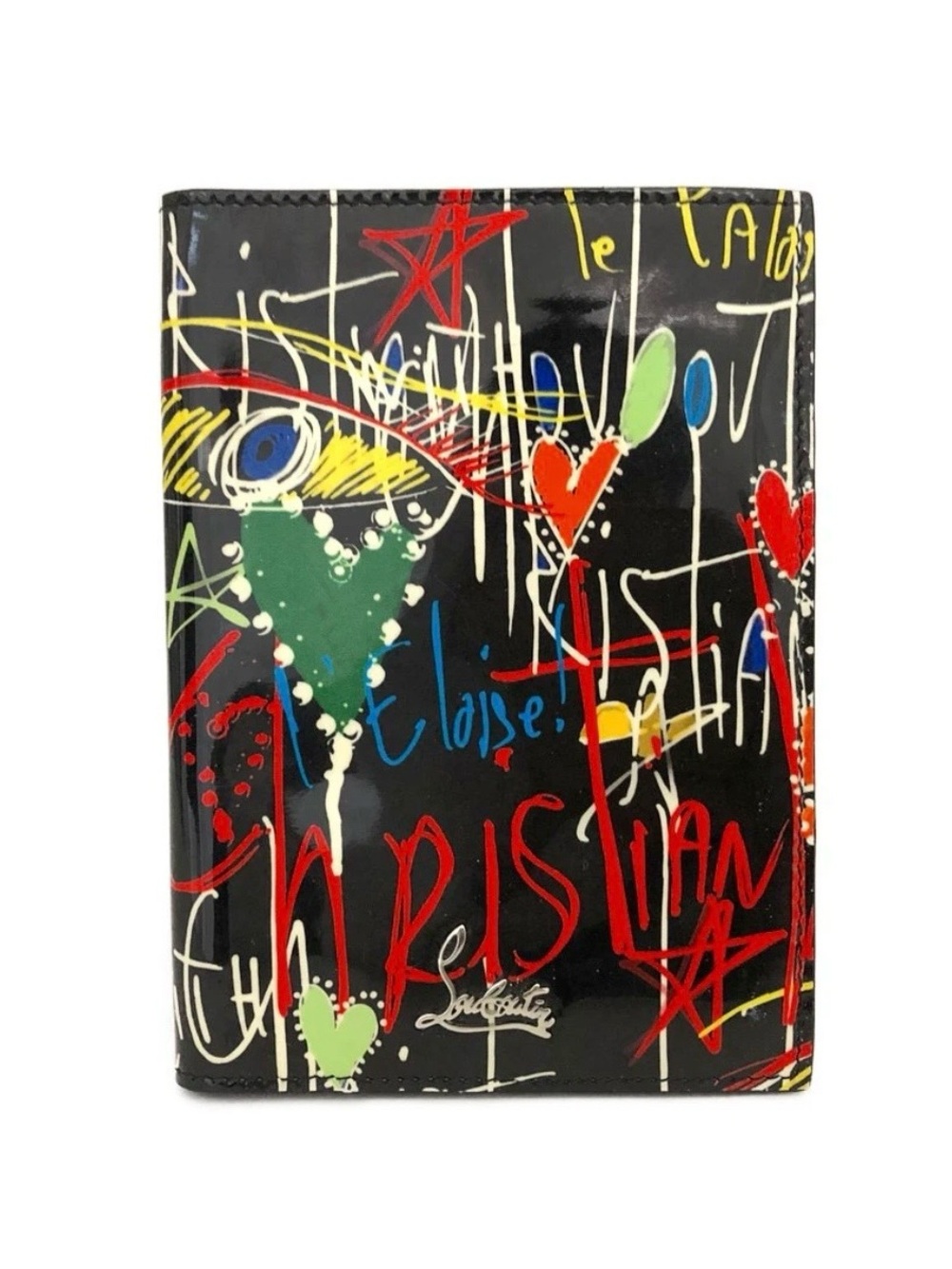 ✨🛍️ Christian Louboutin Loubitag Graffiti Patent Leather Passport Holder